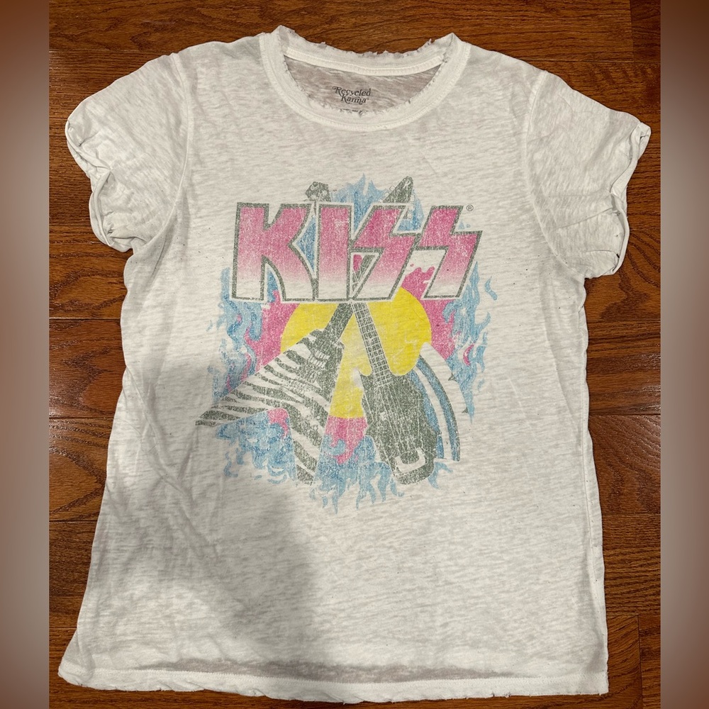 Recycled Karma KISS band logo t shirt